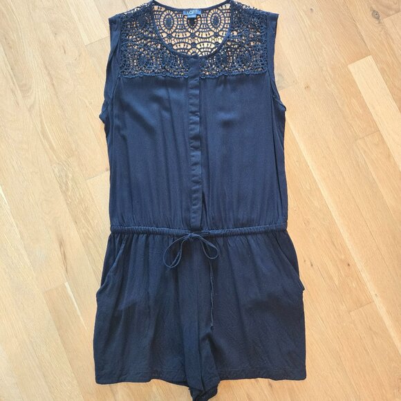 LOFT Pants - LOFT Black Romper with Lace Detail Size S